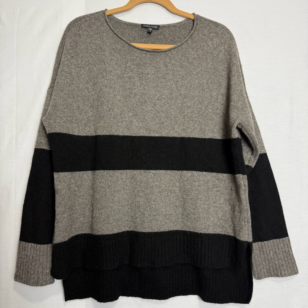 Eileen Fisher Two-Tone Gray and Black Sweater